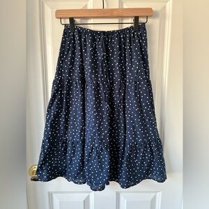 Hollister Navy A-Line Skirt with White Polka Dots